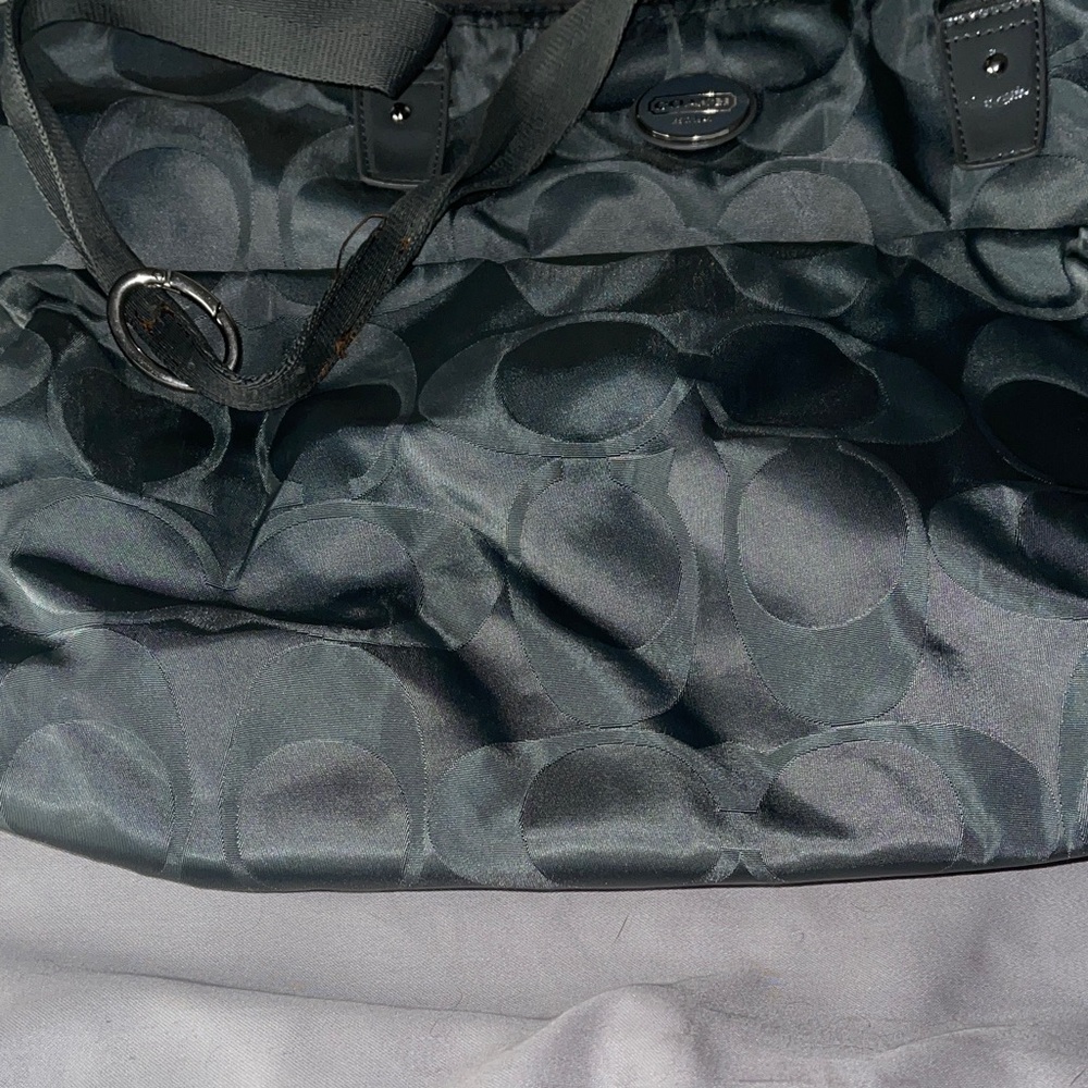 Coach Gray Signature Nylon Tote with removable pouch Coach - Picture 5 of 8